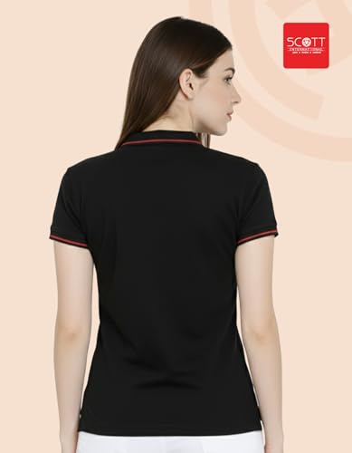 Image of Scott International Women's Cotton Polo T-Shirt | Half Sleeve Plain Collar Tee | Stylish Casual Top | Plain T-Shirt for Girls | Workwear for Office & Casual Wear