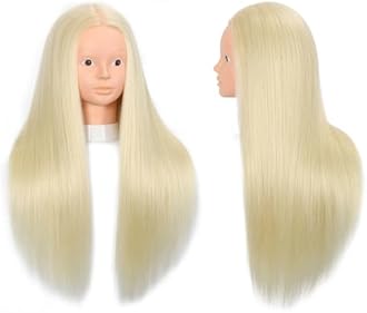 Opini Mannequin Head with 80% Real Human Hair Cosmetology Hairdresser Mannequin Doll Head for Practice Hair and Makeup (#613 Blond No makeup)