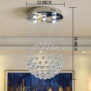 Image of CRYSTA WORLD Raindrop K9 Crystal Chandelier Modern for Living Room /Bedroom /Hall, (Orbital, L12 /W12 /H18)