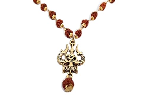 5 Mukhi Rudraksha Mala With Religious Shiv Trishul Pendant | Indian Spiritual jewellery For Men And Women