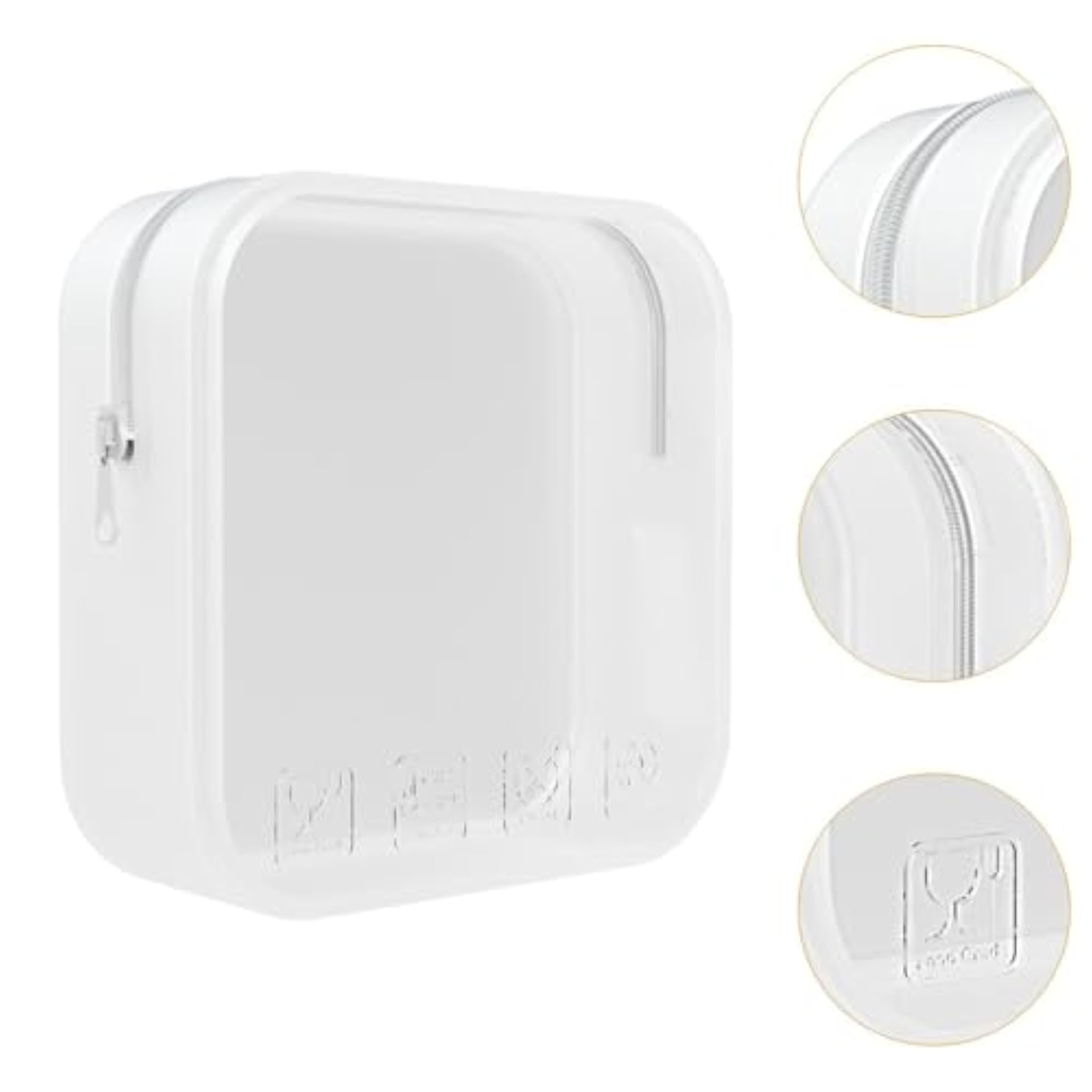 Silicone Cosmetic Bag with Zipper, Portable Toiletry Bag, White