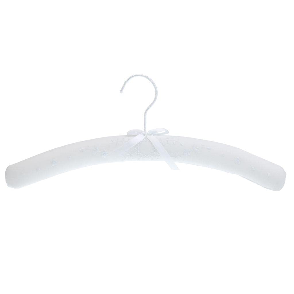 Ououlajy White Cotton Linen Padded Clothes Hanger Satin Bow Shoulder Shaper Hanger