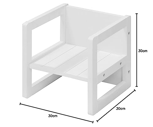 Miniatura 13 de Roba Silla Infantil Blanca Y Reversible En 3 Alturas De Asiento - 30 X 30 Cm - Capacidad Máxima 60 Kg - Taburete Infantil Estilo Campestre