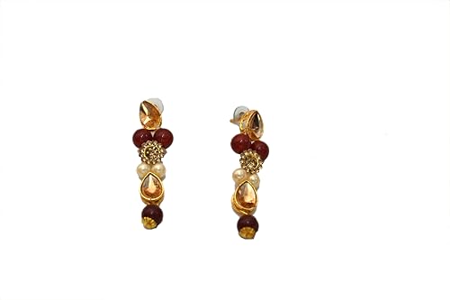 Image of Gold Plated Traditional Kundan & Pearl Studded Necklace Jewellery Set For Women