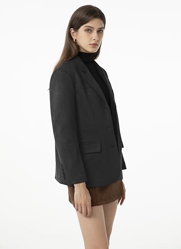 Ababalaya Women's Faux Suede Blazer Jacket 2024 Fall Fashion Outfits Casual Winter Coats4