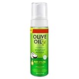 Olive Oil Styling Mousse - 200ml Hair Mousse For Curly Hair - Natural Moisturizing Hair Mousse Strong Hold - Non-Greasy Fluffy Hair Styling Cream, Rich In Coconut Oil