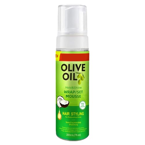 Olive Oil Styling Mousse - 200ml Hair Mousse For Curly Hair - Natural Moisturizing Hair Mousse Strong Hold - Non-Greasy Fluffy Hair Styling Cream, Rich In Coconut Oil