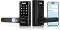 Philips Wi-Fi Smart Door Lock with Handle, Keyless Entry Door Lock, Fingerprint Door Knob, App Remote Control, Auto-Lock, Keypad Deadbolt with Lever for Front Door and Bedrooms, Security Easy Install