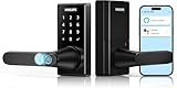 Philips Wi-Fi Smart Door Lock with Handle, Keyless Entry Door Lock for Front Door Lock Set with App Remote Control, Fingerprint Door Handle Lock, Touchscreen Keypad Lever Lock Front Door Handle