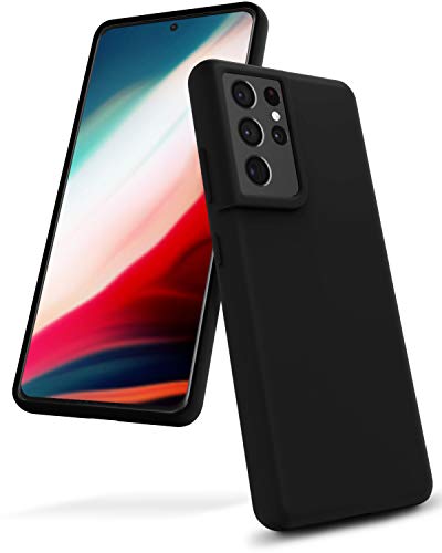 GOOSPERY Liquid Silicone Compatible with Samsung Galaxy S21 Ultra Case, Silky-Soft Touch Full Body Protection Shockproof Cover Case with Soft Microfiber Lining-Black