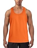 Zengjo Mens Running Singlet Quick Dry(Orange,L)