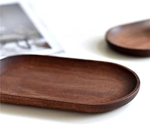 Miniatura 7 de Juego de 2 mini bandejas para servir joyas y monedas, bandeja ovalada de madera natural para postres, plato pequeño de queso de madera, bandeja