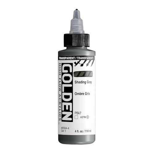 High Flow Acrylics by GOLDEN, Transparent Shading Gray, 4 fl. oz. Bottle, Professional Acrylic Paint, Transparent