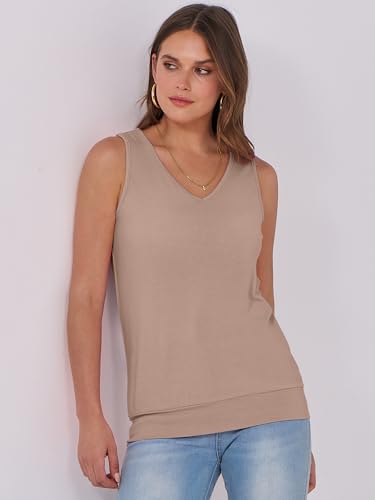Image of ANRABESS Women Tank Tops Summer V Neck Sleeveless Casual Loose Fit Cute Cami Basic T Shirts Solid Tees 2026 Trendy Outfits