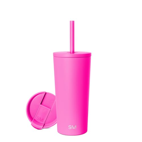 Image of Simple Modern Classic Tumbler with Straw Lid | Insulated Iced Coffee Cup Reusable Stainless Steel Water Bottle Travel Mug | Gifts for Women Men Her Him | 20oz | Raspberry Vibes