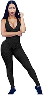 CapsA One-Piece Sport Yoga for Women Jumpsuit Running Workout Running Sports Pants Trouser