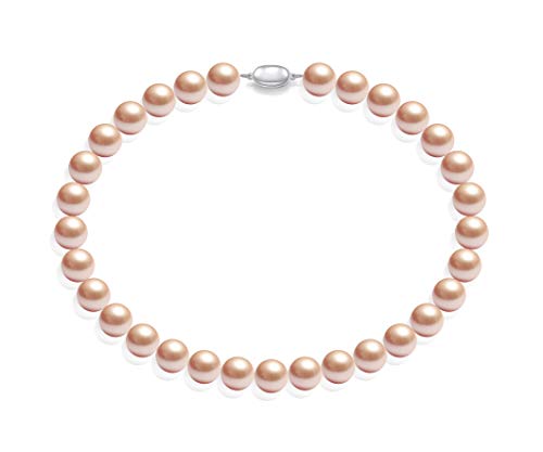 Preisvergleich Produktbild Schmuckwilly Muschelkernperlen Perlenkette Perlen Collier - Muschelkernperlenkette Halskette rosa Hochwertige aus echter Muschel 45cm 14mm mk14mm024-45