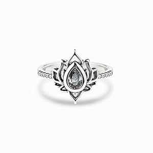 LOVECOM 925 Sterling Silver Lotus Flower Ring with Cubic Zircon Luxury Wedding Engagement Dainty Rings for Women Girls Jewelry Gifts High Polish Tarnish Resistant Comfort Fit Wedding Band Ring Size 5-12, Non-Precious Metal, No Gemstone