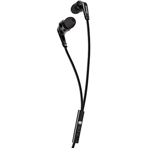 iSound DGHP-5722 EM 60 Earbuds with Big Bass Stereo Sound, Tangle Free Flat Cable, and Inline Microphone – Black Cover