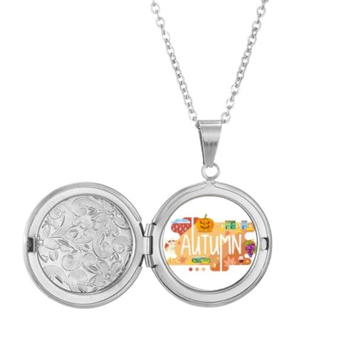 Médaillon illustration automne collier pendentif femme anniversaire