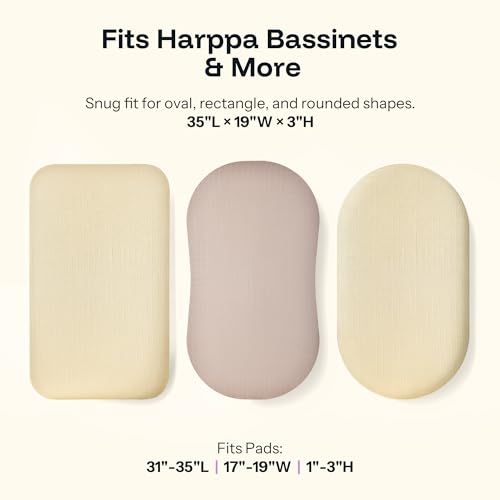 Image of HARPPA Cuddly Bassinet Sheets, Bamboo Viscose Cotton, Oeko-TEX Certified | 2 Pack, Soft and Breathable, Stay Put Fit, Deep Pocket, Elastic Skirt, Reinforced Edges, Lightweight Muslin Fabric