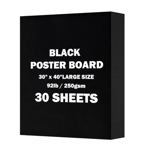 Image of Black Poster Board Paper, 30 inchx40 inch Poster Sheets, 30 Sheets | Extra Large Size, 250GSM /92LB Heavy-Weight, Blank Poster Paper Bulk for Projects, Presentations, Displays, Signs, Crafts