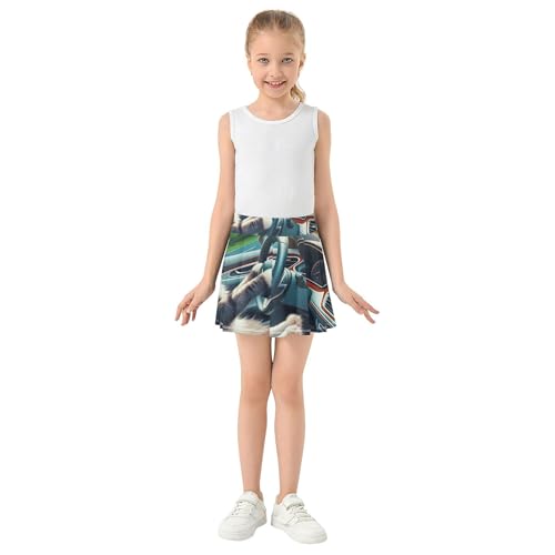Rainbow Girls Skorts Athletic Shorts Toddler Tennis Skirts Little Girl Cat Driver Car Animal 4t3