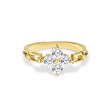 U UWorld 18K Gold Plated Stainelss Steel Rings Non Tarnish Four Leaf Clover Ring Size 7 Promise Engagement Wedding Bands Fashion Watch Band Statement Rings Lucky Gifts for Women