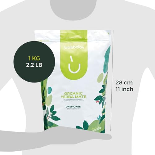 BALIBETOV Organic Yerba Mate Tea - Unsmoked Yerba Mate Pure Loose Leaf Tea (2.2 Pounds (Pack of 1), Traditional Cut)