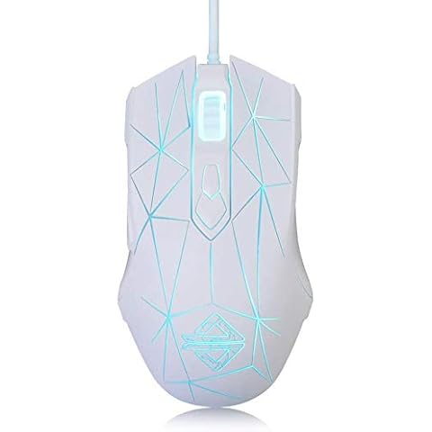 LexonElec Wired RGB Gaming Mouse, 2500 DPI 7 Buttons, Ergonomic LED Backlit USB Gamer Mice Computer Laptop PC, Compatible with XBOX PC Mac OS Linux - Star White Cover