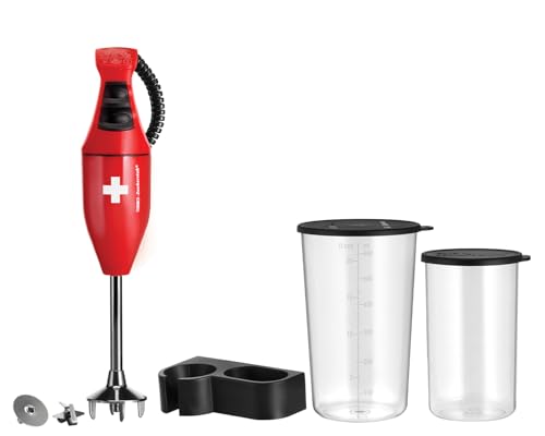 ESGE-Zauberstab E120 Select Premium-Set 902125 rot, Hand - Stabmixer, Pürierstab, inkl. Becher-Set 600ml & 400ml, elektrischer AC – Motor 2-stufig, Soft-Touch Membranschalter, ergonomischer Griff