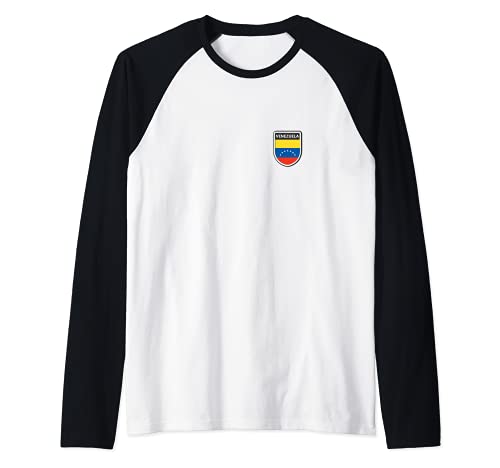 Flag Venezuela Raglan Baseball Tee, Black