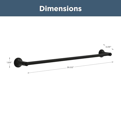 Franklin Brass Woodruff (1-Pack) 18'' Towel Rack w/ 6" Extender for Bathroom Matte Black Towel Bar for Bathroom Wall Mounted Towel Holder Rod WDRF26-MB by Franklin Brass - Image 2