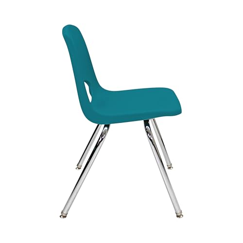 Image of FDP 18 inch School Stack Chair,Stacking Student Seat with Chromed Steel Legs and Swivel Glides for Classroom, Homeschool or Office - Teal, 11561-TL