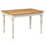 Biscottini Mesa cuadrada extensible de 120 x 80 x 80 cm, blanca y natural – Mesa de cocina extensible de madera maciza fabricada en Italia – Mesa de comedor extensible