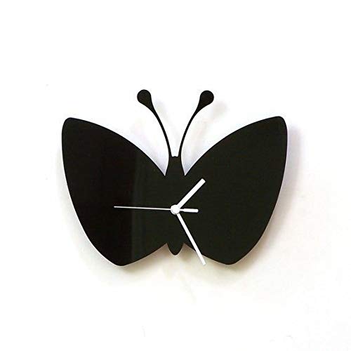 LASAANI Butterfly ACP Waterproof Wall Clock for Living Room | Clock for Bedroom | Clock for Gift (Glossy Black), ROMAN0087