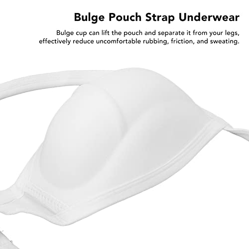 Dioche Men Bulge Cup, Soft Polyester Stereo Shape Bulge Covering Underwear Cup with Strap White (L)4