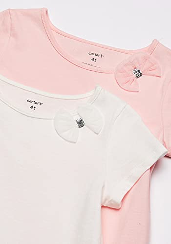 Carter's Girls' Toddler 2-Pack Bow Tees, White/Light Pink, 4T #TOP2