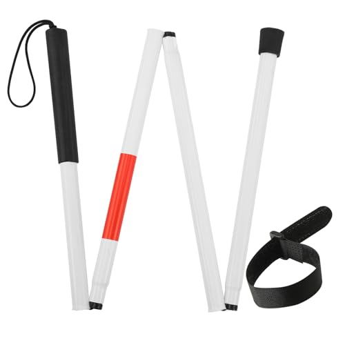 Folding Blind Cane Reflective Red Folding Walking Stick for Vision Impaired and Blind People Lightweight Non-Slip (52inch)