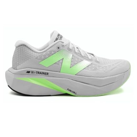 New Balance FuelCell Supercomp Trainer V3 Tênis de corrida masculino, Matéria cinza/azul claro/prata metálico, 38