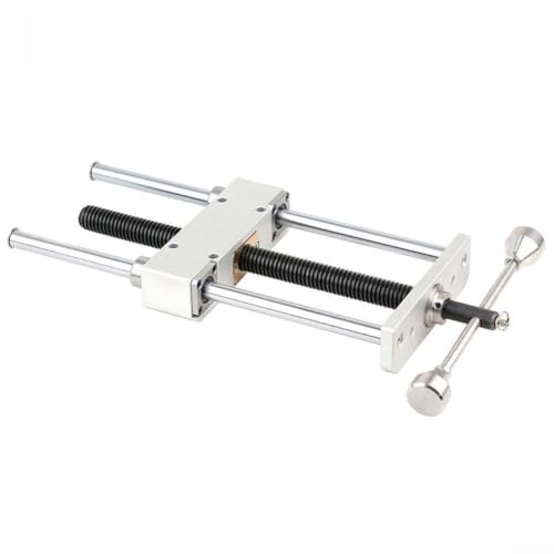 Heavy Duty Woodworking Table Vise Accompanied by Double Link Structure for Workbench 300mm Clamping Range Antislip Rubber Pads Aluminum Alloy Construction(Silver)