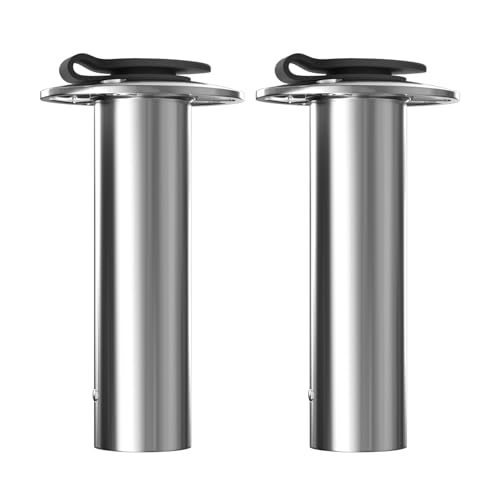 SCANDIRAIL Fishing Rod Holders for Boat, 2 Pcs 15/30/90 Degree Heavy Duty 316 Stainless Steel Rod Pole Holder for Fishing Boat with Rubber Cap, Flush Mount, Inner Tube and Gasket (90 Degree)