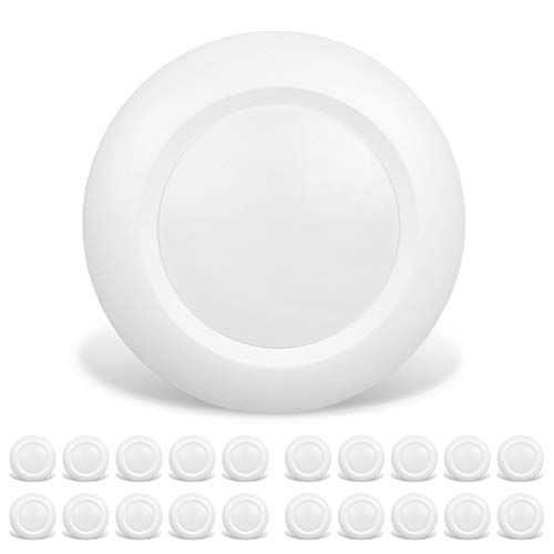 JULLISON 20 Packs 4 Inch LED Low Profile Recessed & Surface Mount Disk Light, Round, 10W, >600 Lumens, 3000K Warm White, CRI80, DOB Design, Dimmable, ETL Listed, White