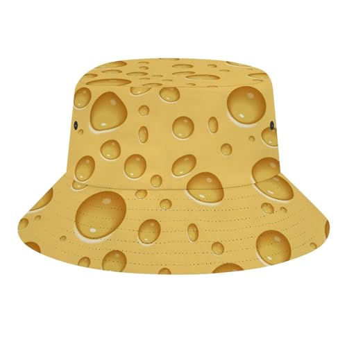 Cheese Funny Bucket Hat for Women Men Outdoor Foldable UV Protection Fisherman Sun Hat Full Print Beach Travel Summer Cap