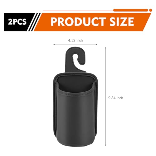Portavasos de cuero PU para auto 2 pcs negro miniatura 2