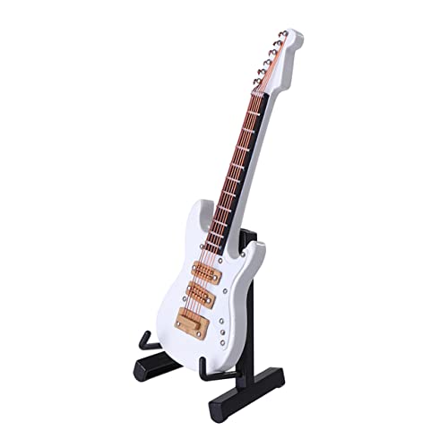 LIFKICH ギター小道具 ミニチュア ミニエレキギターモデル ホームデコレーション ホワイト ミニギター 10cm ボックス
