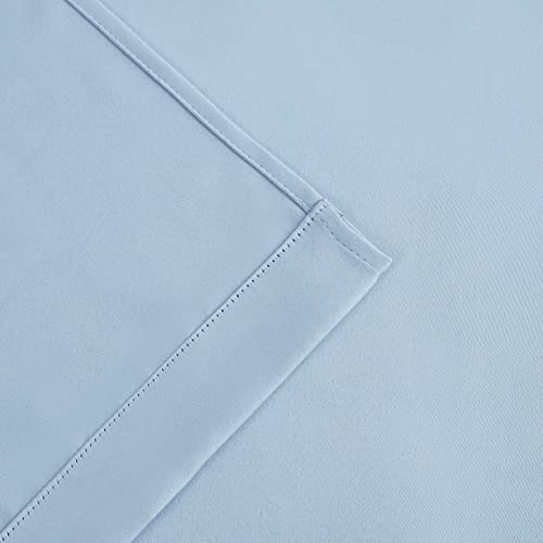 Image of Bujasso Sky Blue 80% Blackout Curtains with Sheer Overlay Mix and Match Double Layer Thermal Insulated Window Panels 84 inch for Living Room Bedroom Blue Drapes with Tiebacks Grommet Top 37 inch Wx84 Lx2