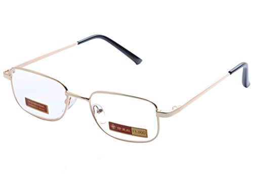 Preisvergleich Produktbild DEDING Herren Damen Metall Vollrand Lesebrille (Gold, 2.0)