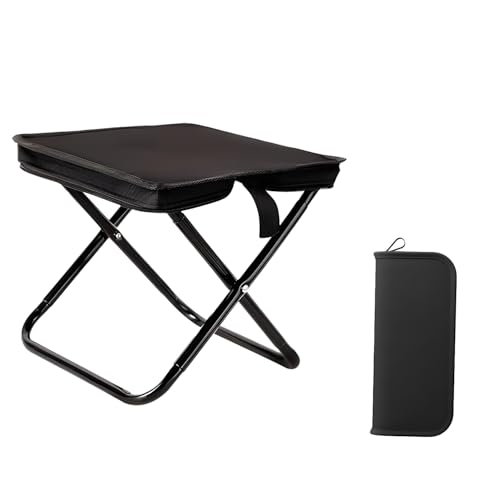Occupaternm Mini sgabello pieghevole portatile, da campeggio, leggero, per esterni e interni, sedia adatta per viaggi, pesca, barbecue, picnic (nero)