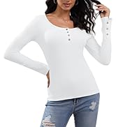 HDLTE Women's Henley Shirts 2024 Long Sleeve Casual Fall Top Button Ribbed Knit Basic Blouses